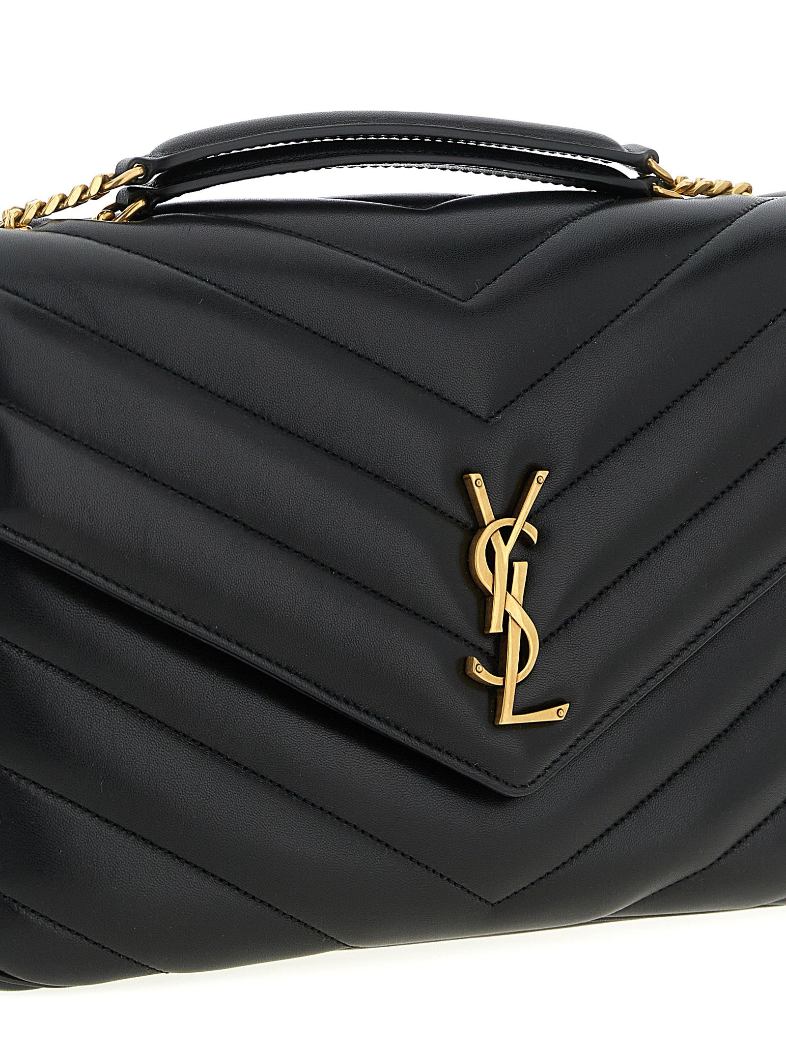 Saint Laurent Black Lambskin Shoulder Bags