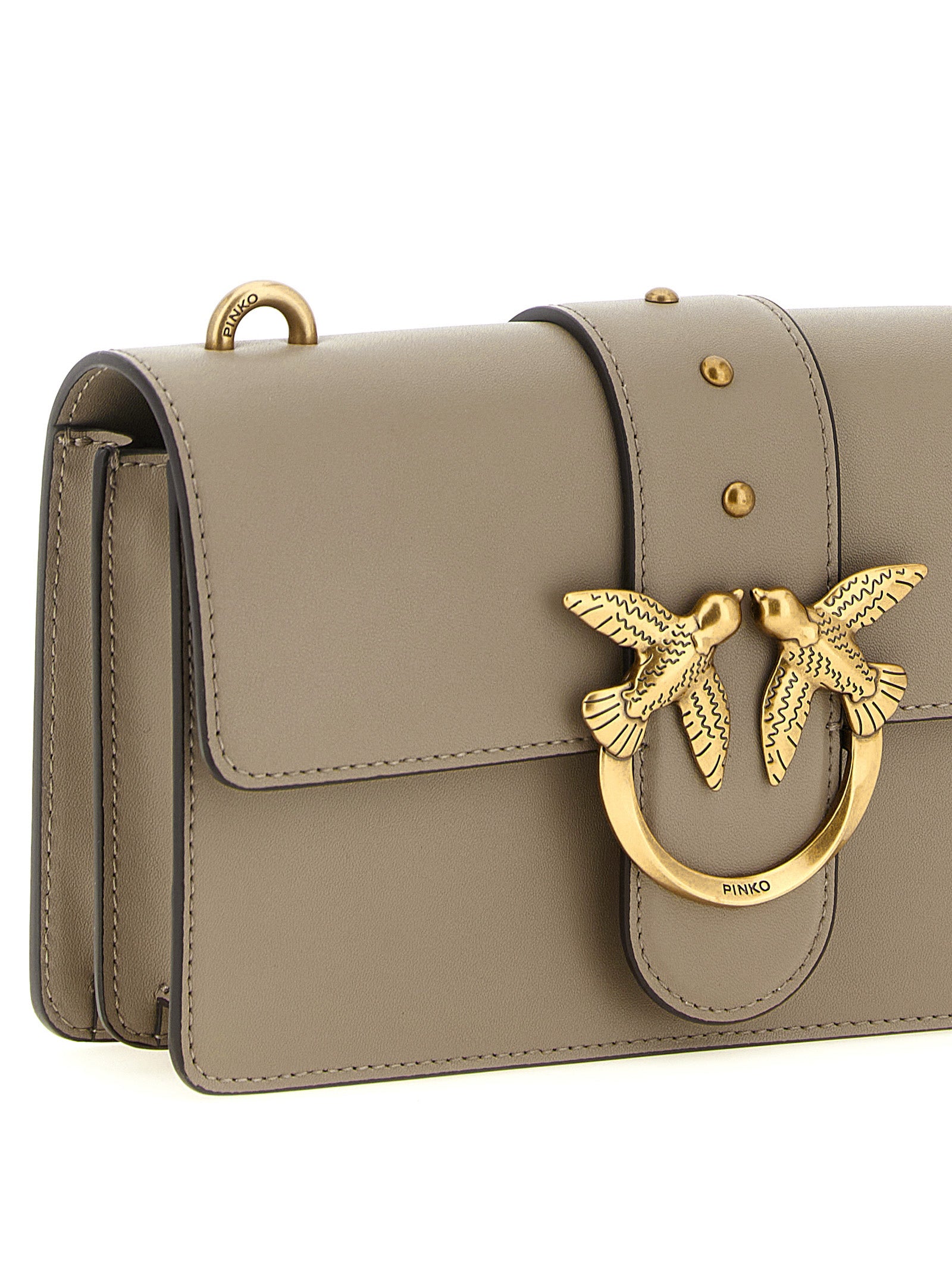 Gray Calfskin Crossbody Bag - PINKO
