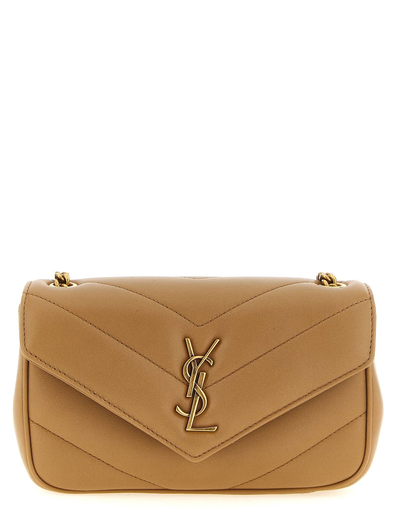 Saint Laurent Beige Lamb Leather Crossbody Bag