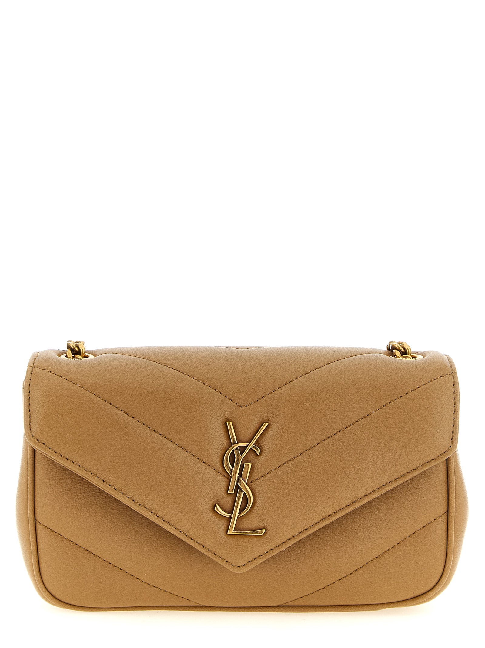 Saint Laurent Beige Lamb Leather Crossbody Bag