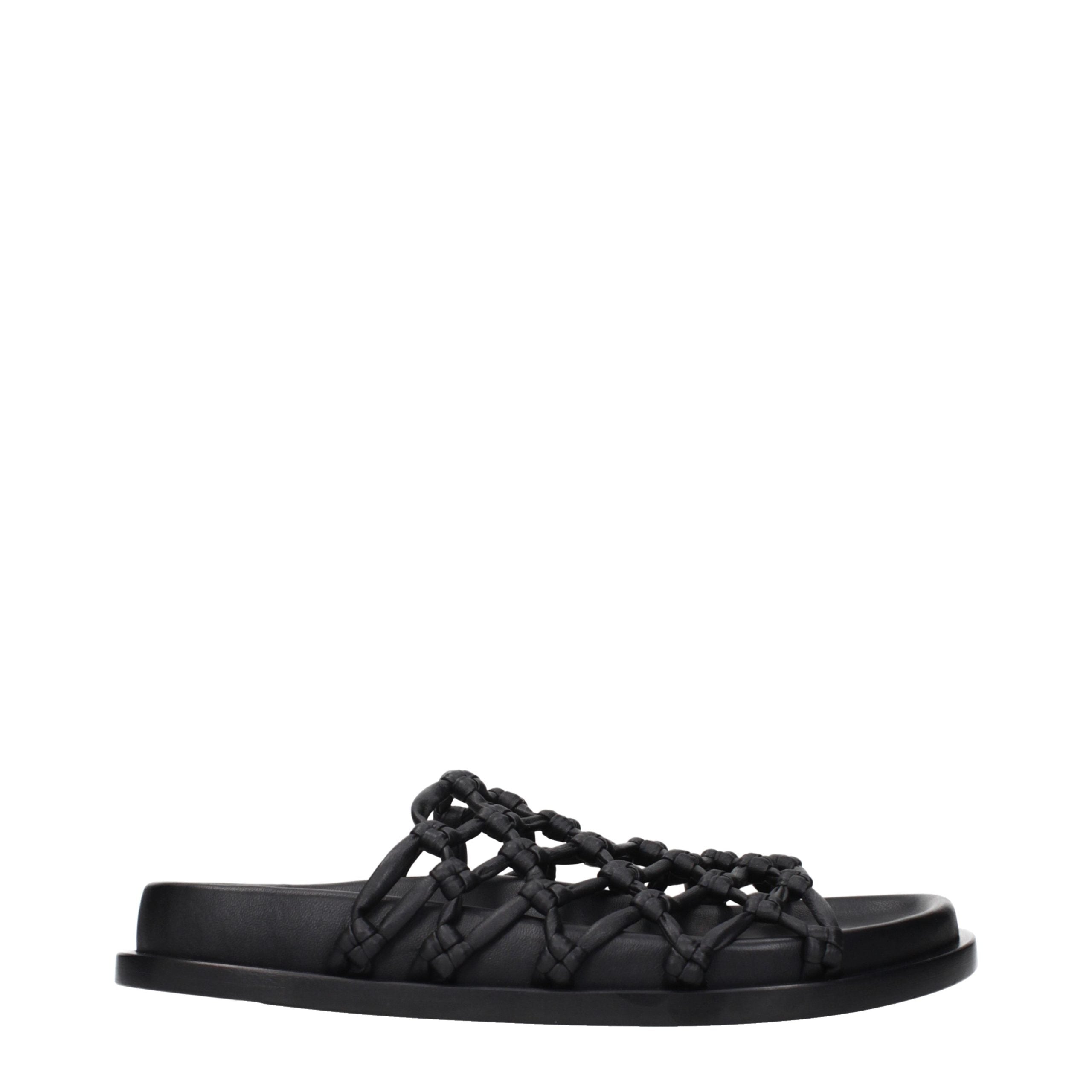 Jil Sander Black Leather Slippers