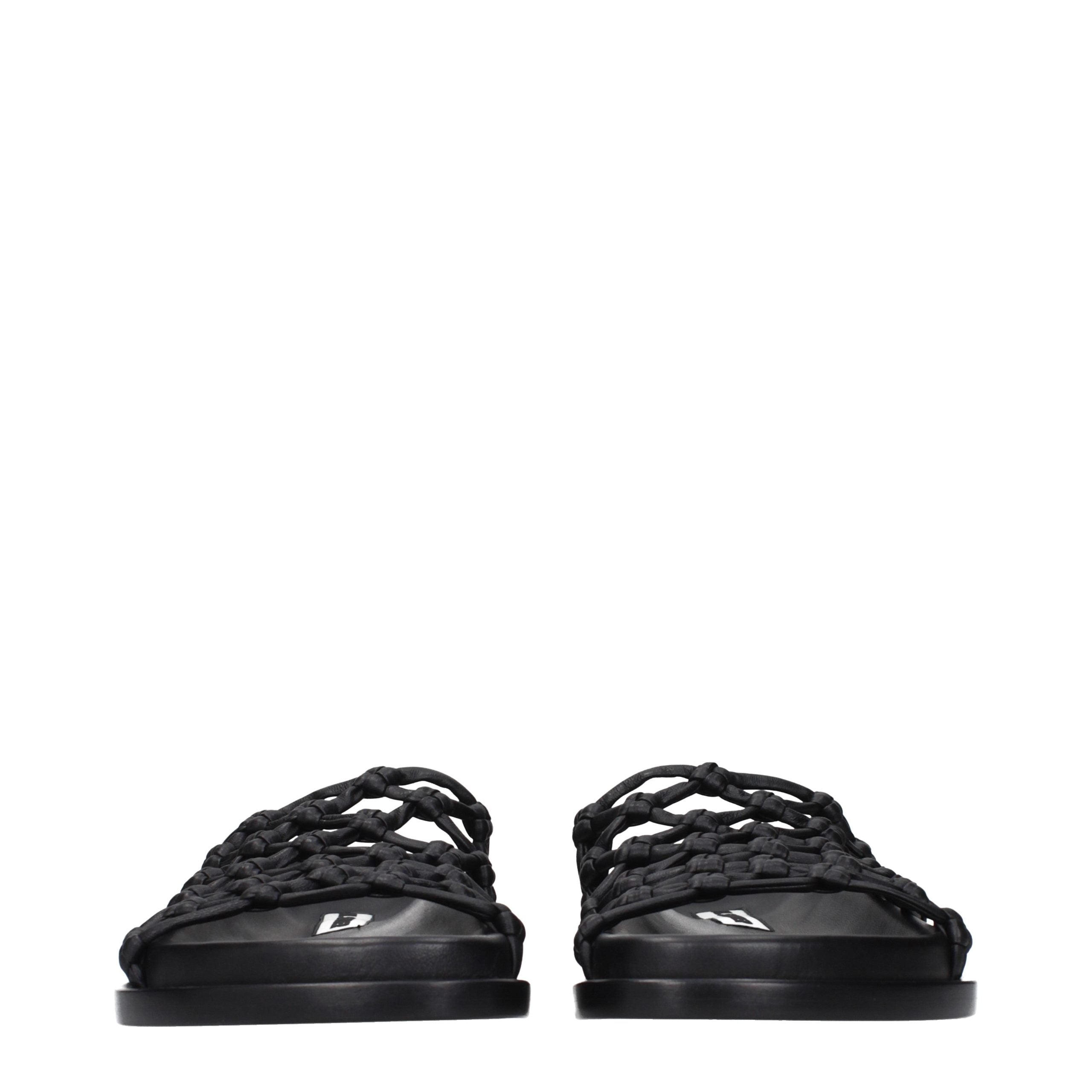 Jil Sander Black Leather Slippers