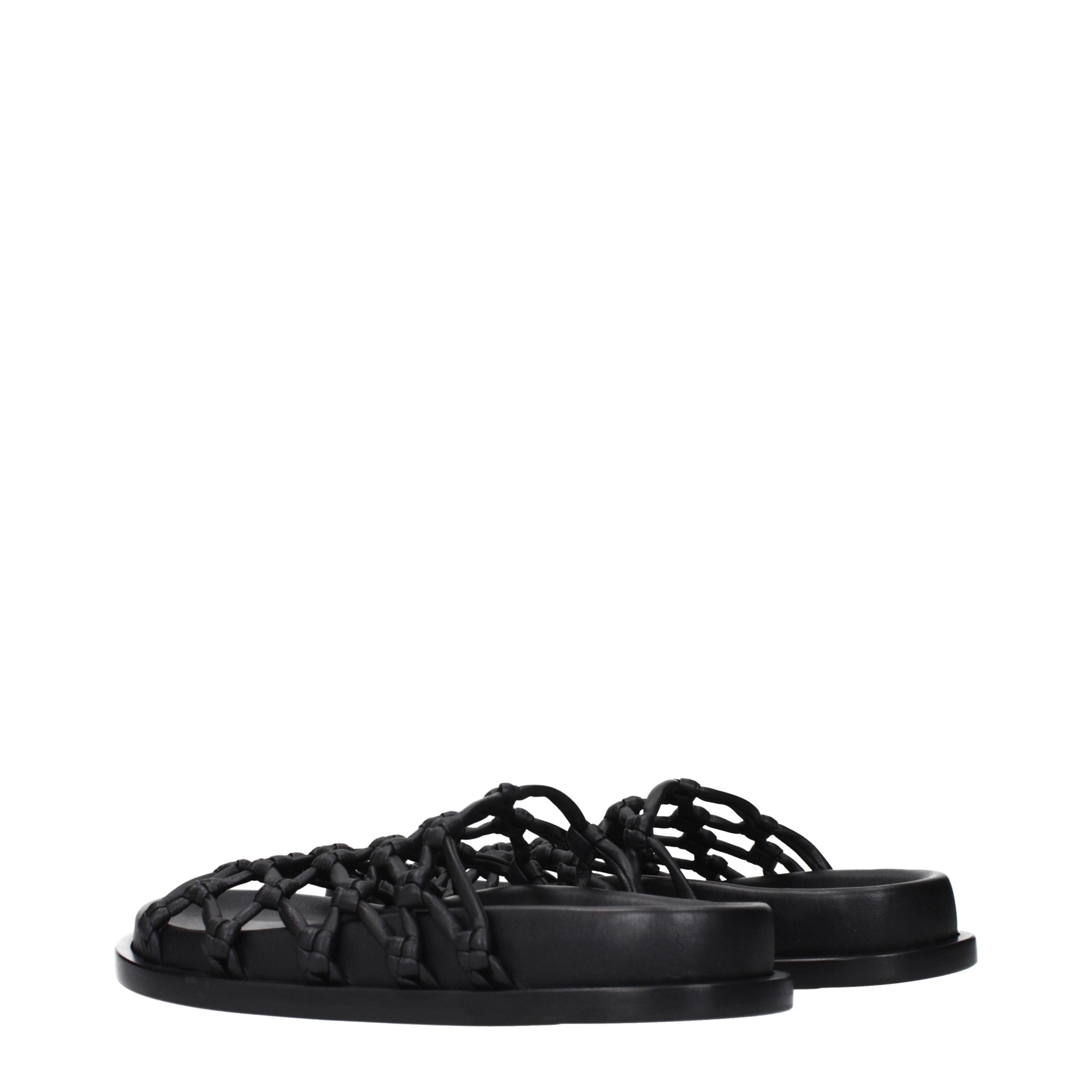 Jil Sander Black Leather Slippers
