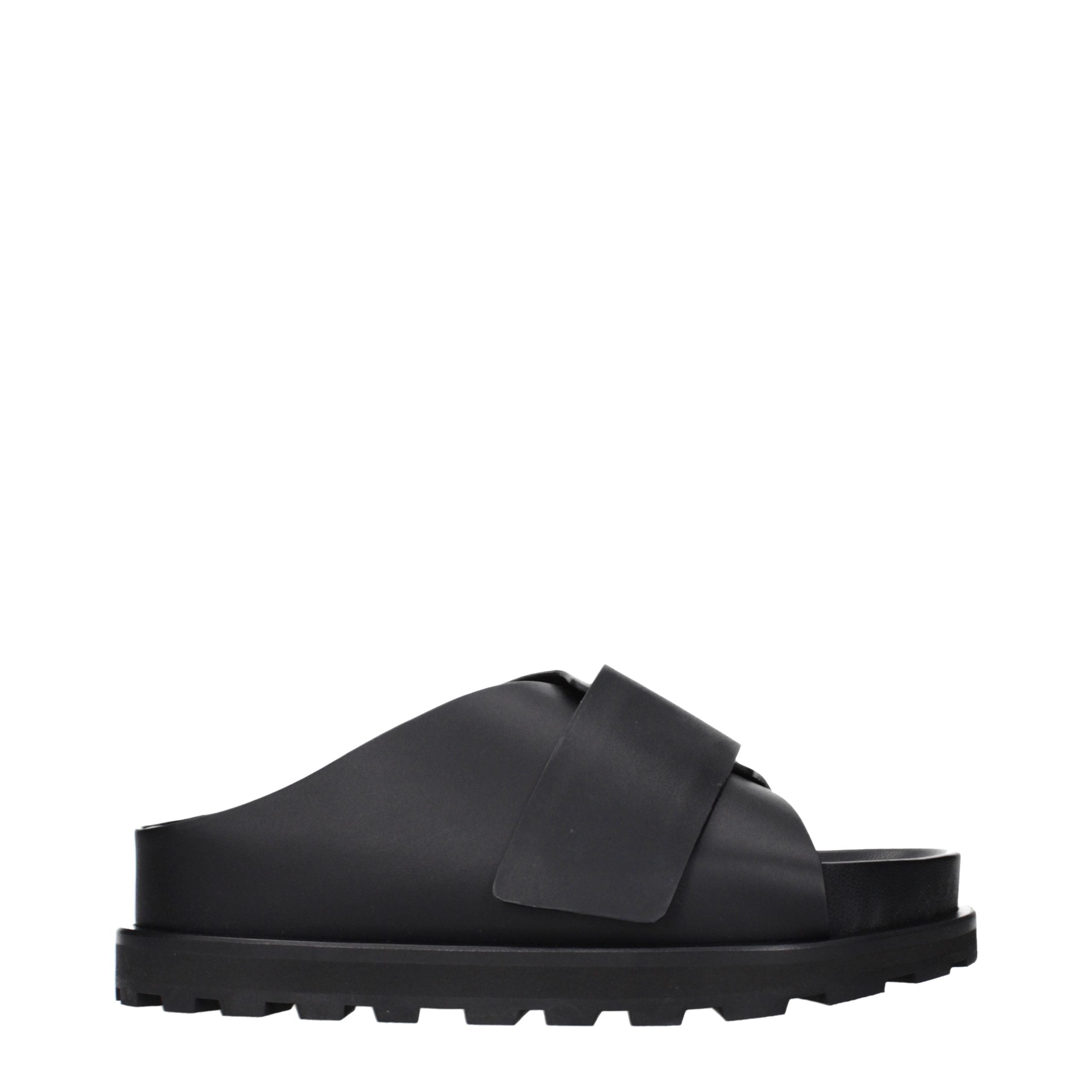 Jil Sander Black Leather Slippers