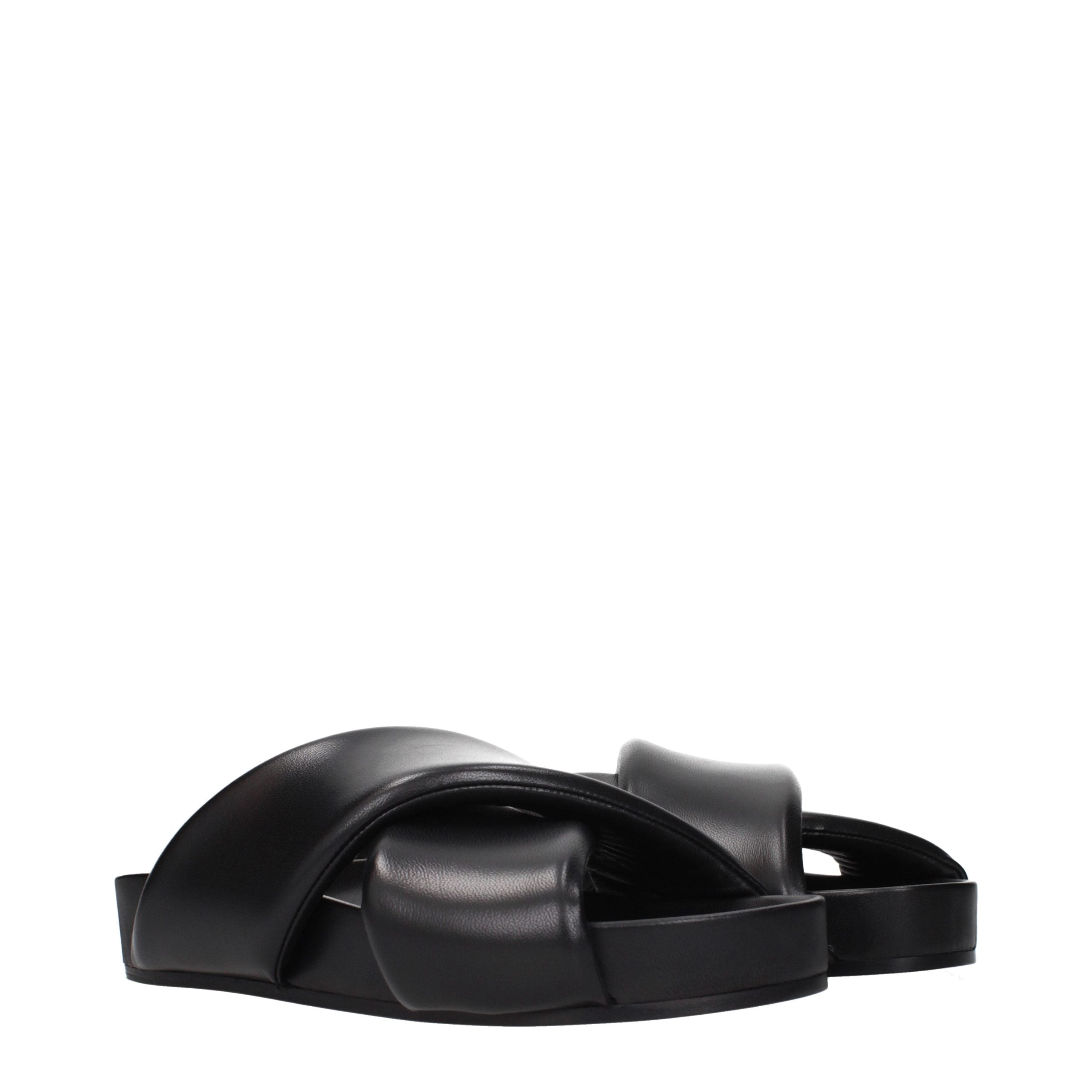 Jil Sander Black Leather Slippers