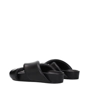 Jil Sander Black Leather Slippers