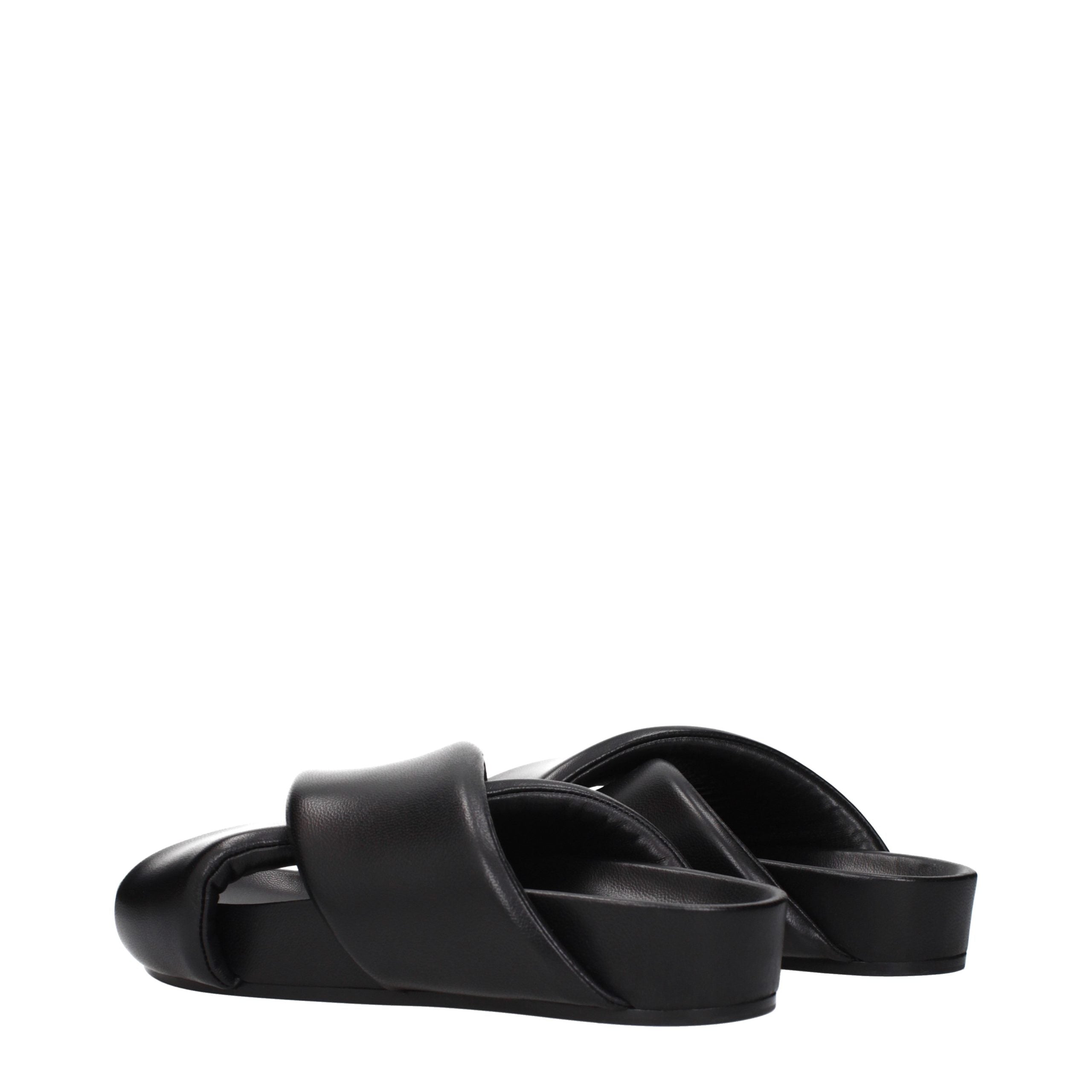 Jil Sander Black Leather Slippers