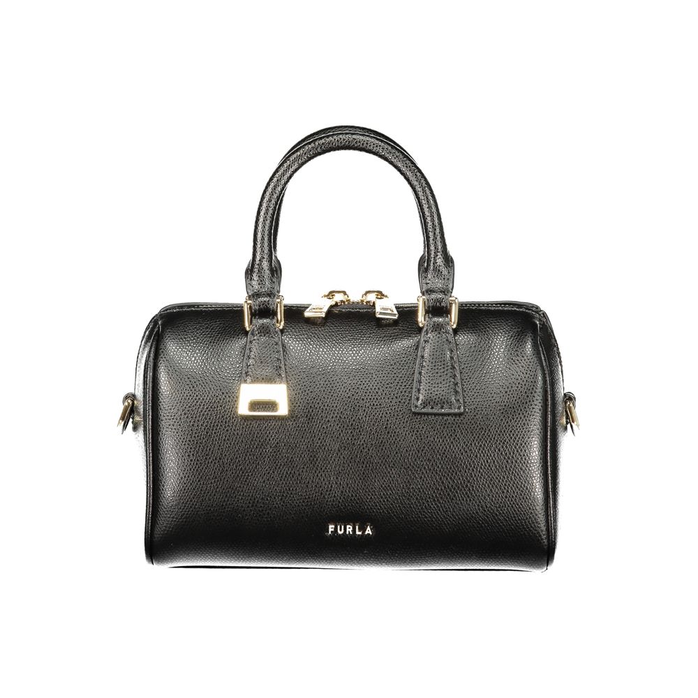 Furla Black Leather Mini Boston Bag