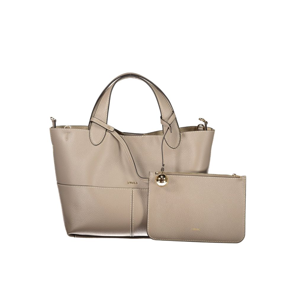 Furla Gray Leather Tote Bag