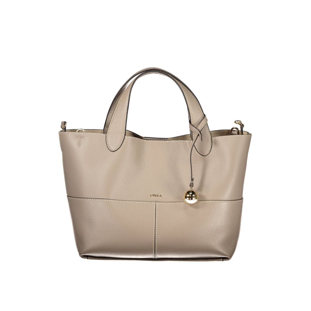 Furla Gray Leather Tote Bag