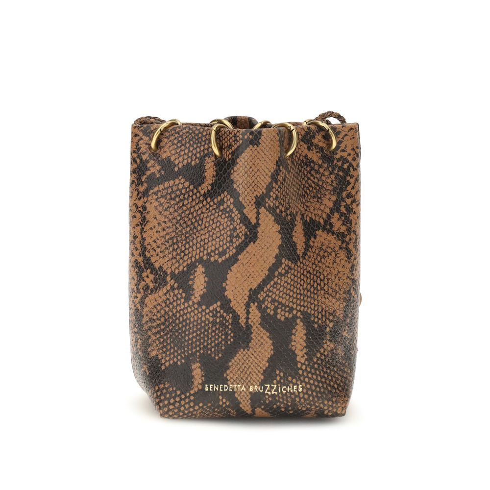 Benedetta Bruzziches Brown Calf Leather Bucket Bag