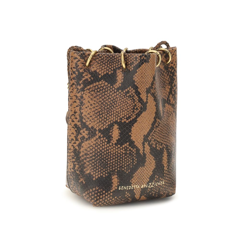 Benedetta Bruzziches Brown Calf Leather Bucket Bag
