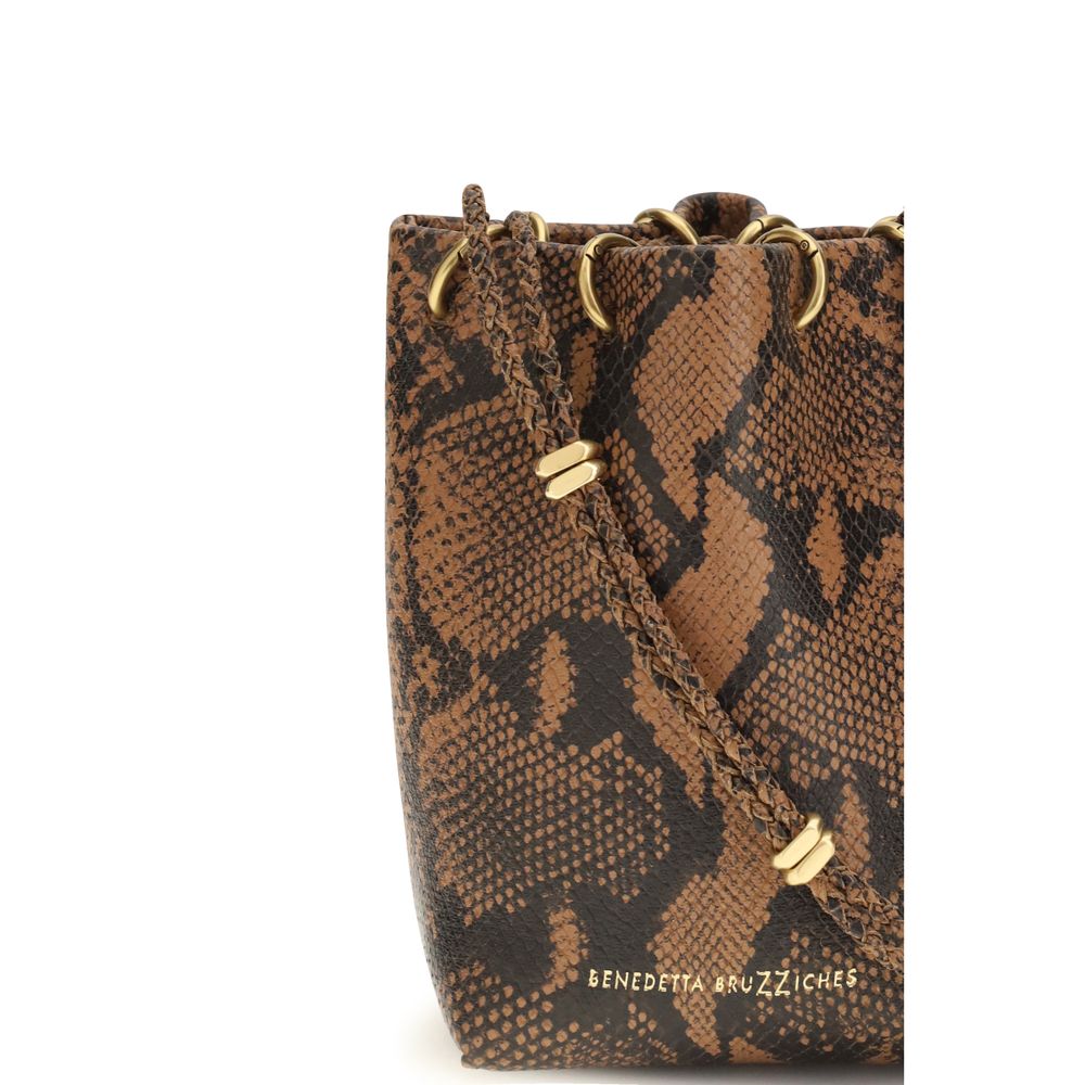 Benedetta Bruzziches Brown Calf Leather Bucket Bag