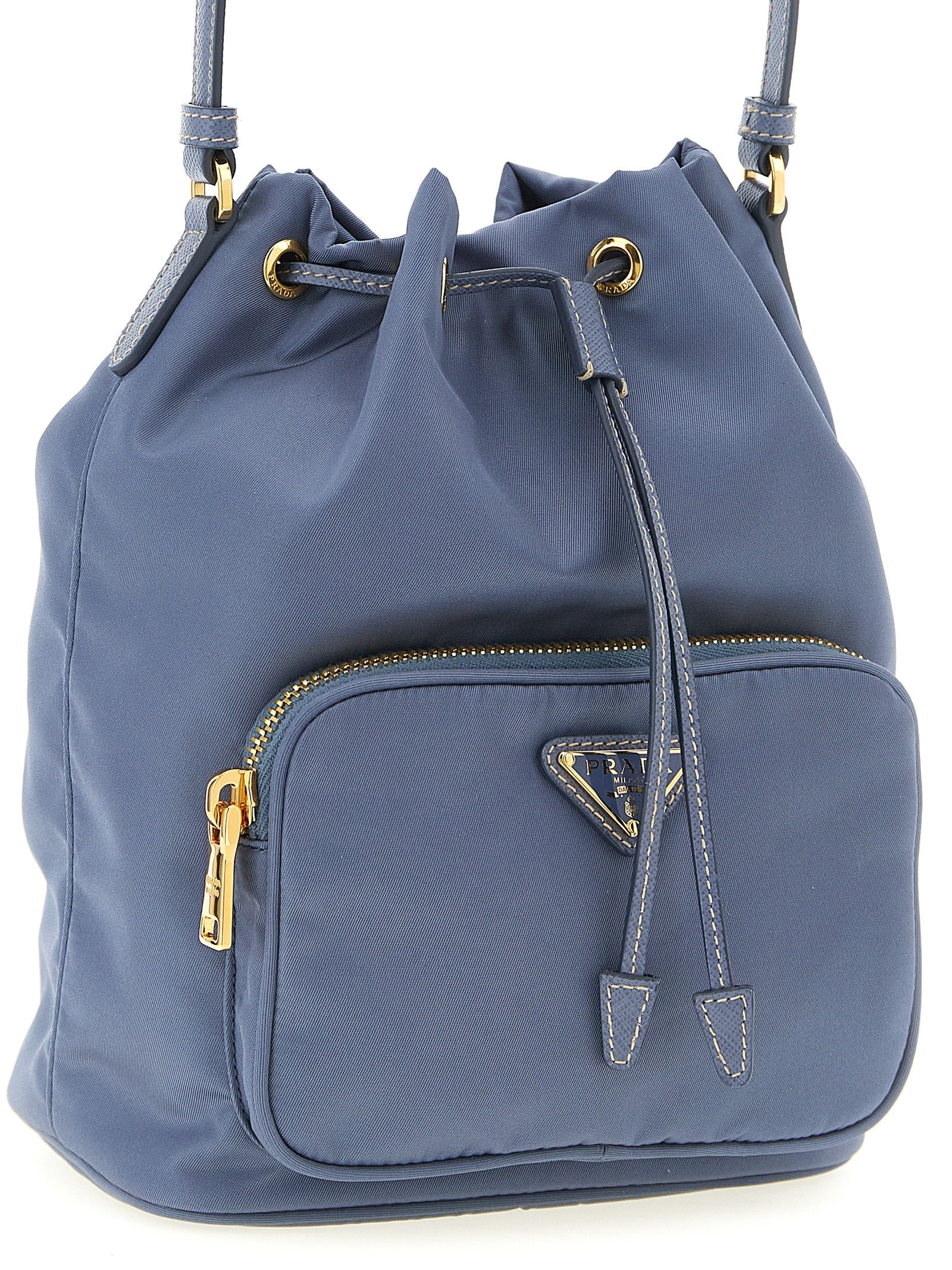 Prada Blue Recycled Polyamide Bucket Bag