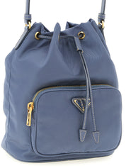 Prada Blue Recycled Polyamide Bucket Bag