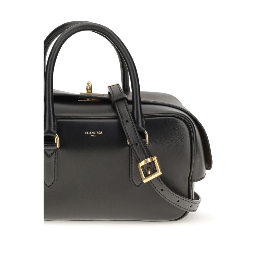 Balenciaga Black Lambskin Bowling Handbags