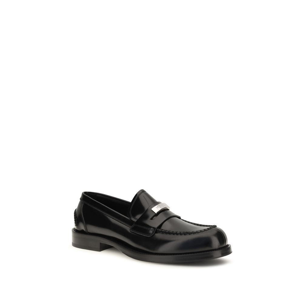 Dolce & Gabbana Black Calf Leather Loafers