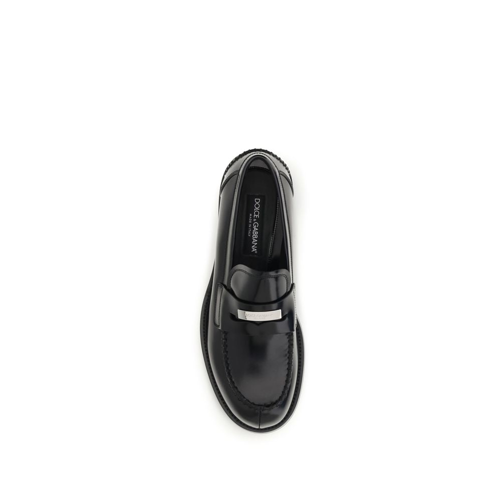 Dolce & Gabbana Black Calf Leather Loafers