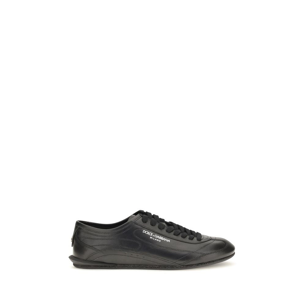 Dolce & Gabbana Black Calf Leather Low-Top Sneakers