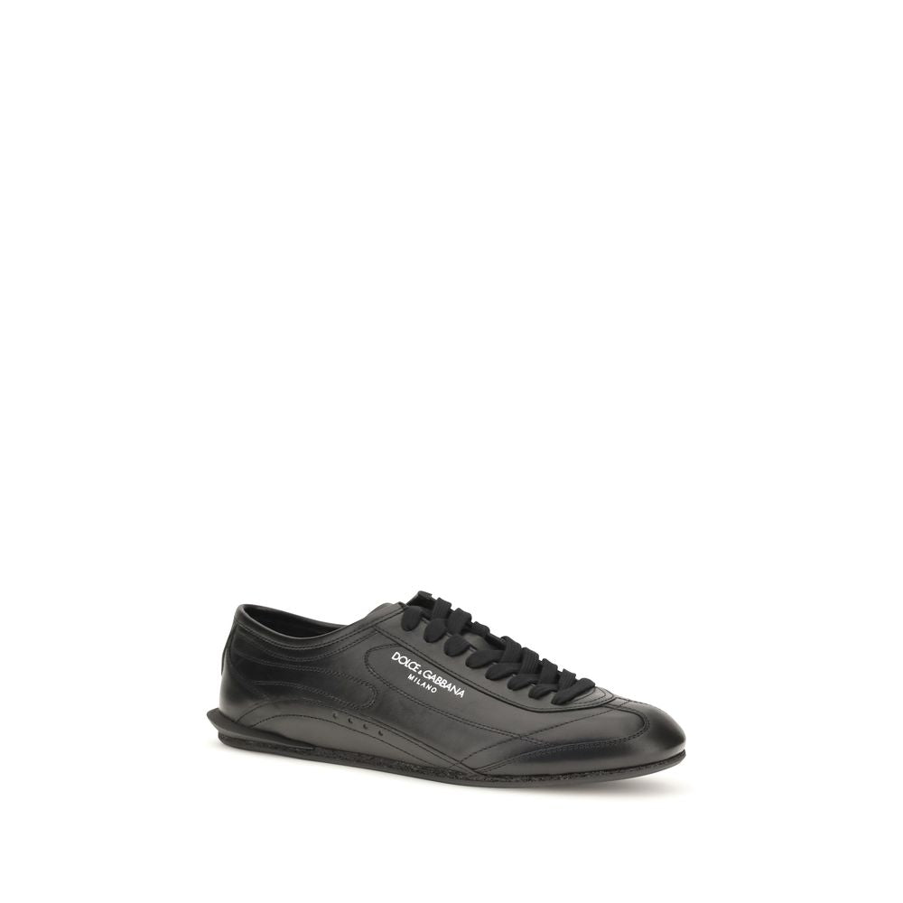 Dolce & Gabbana Black Calf Leather Low-Top Sneakers