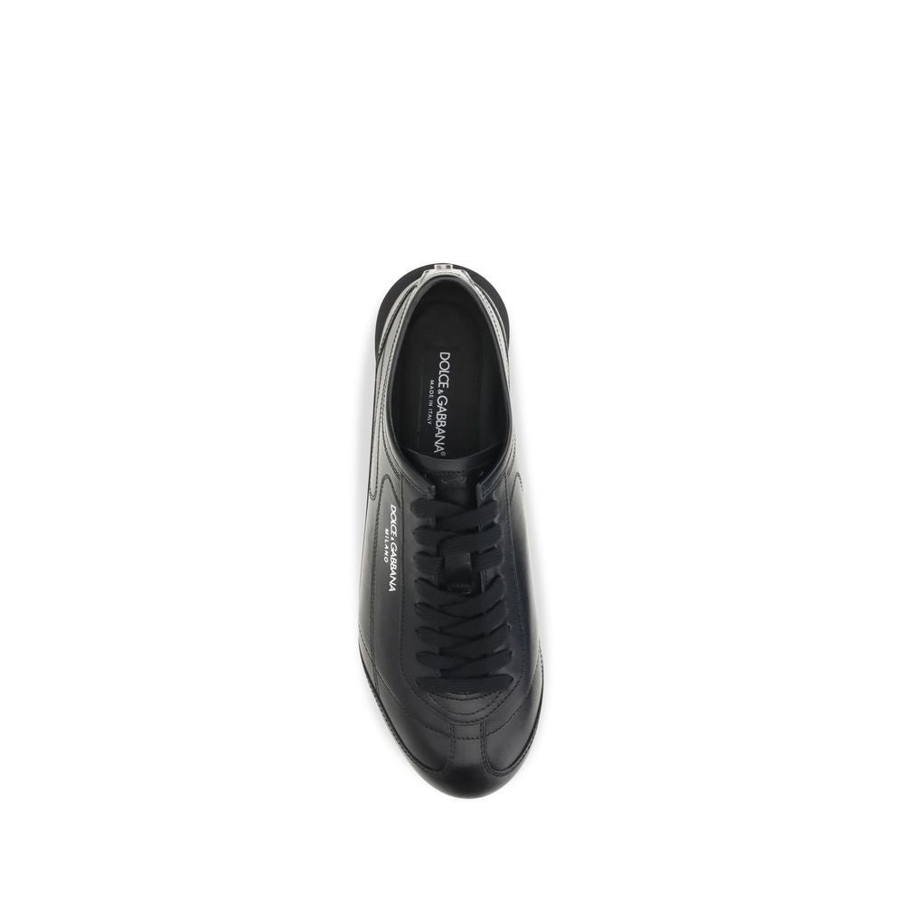 Dolce & Gabbana Black Calf Leather Low-Top Sneakers