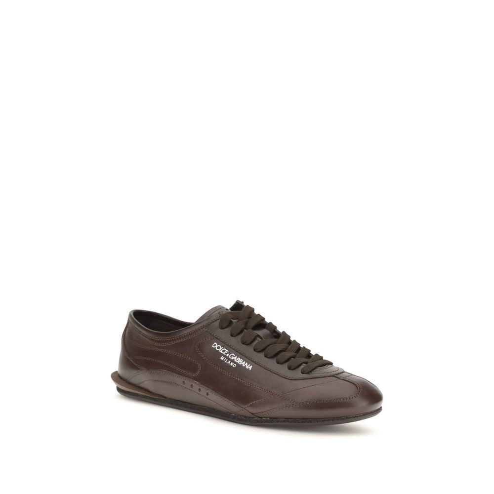 Dolce & Gabbana Brown Calf Leather Low Top Sneakers