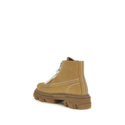 Ganni Beige Recycled Leather Flat Boots