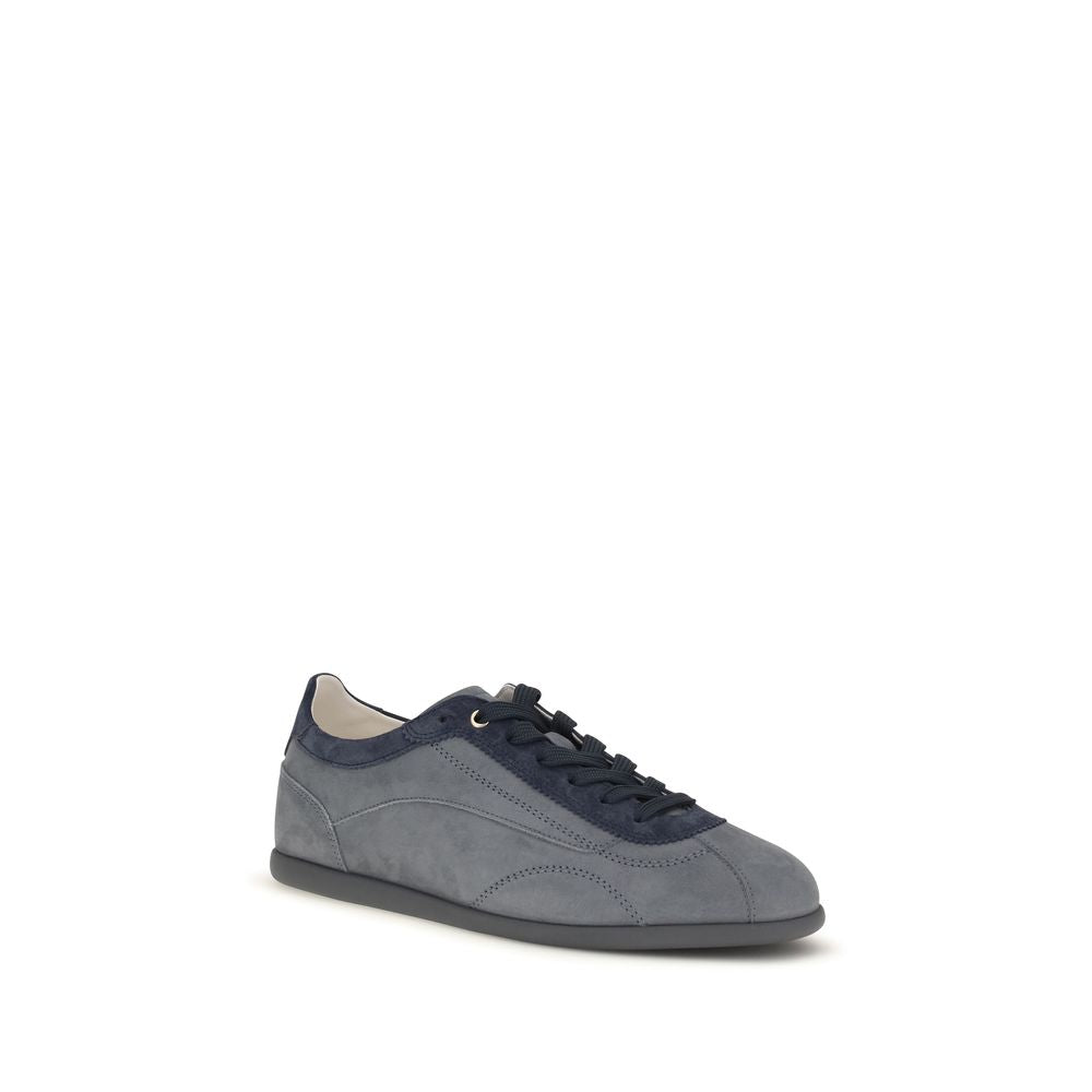 Brunello Cucinelli Gray Calf Leather Low Top Sneakers