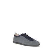 Brunello Cucinelli Gray Calf Leather Low Top Sneakers