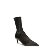 Khaite Black Calf Leather Ankle Boots