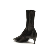 Khaite Black Calf Leather Ankle Boots