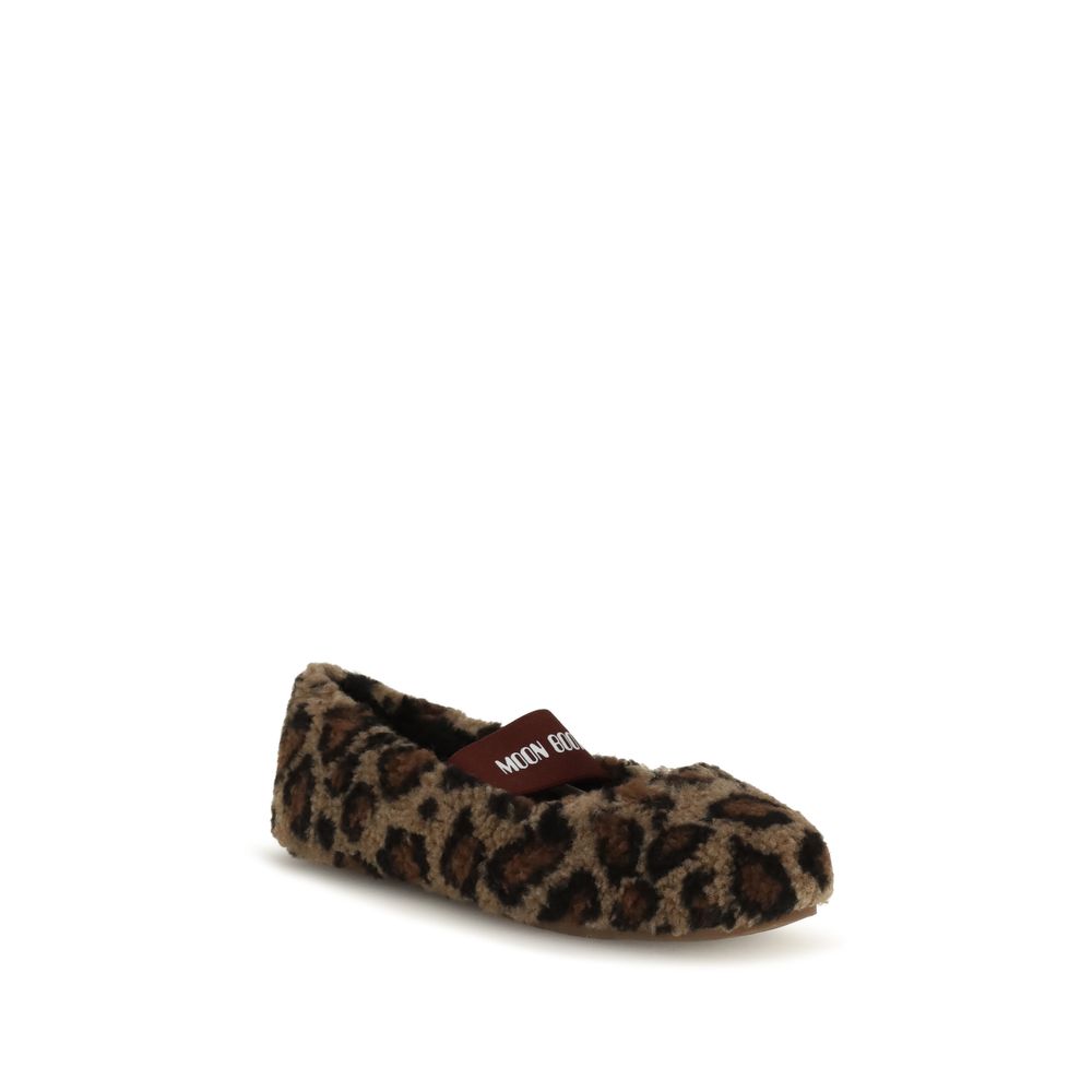 Moon Boot Brown Polyester Leopard Ballet Flats