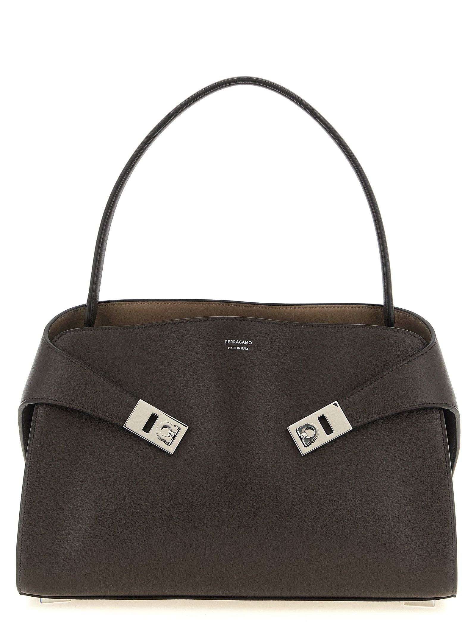 Ferragamo Dark Brown Calfskin Shoulder Bag