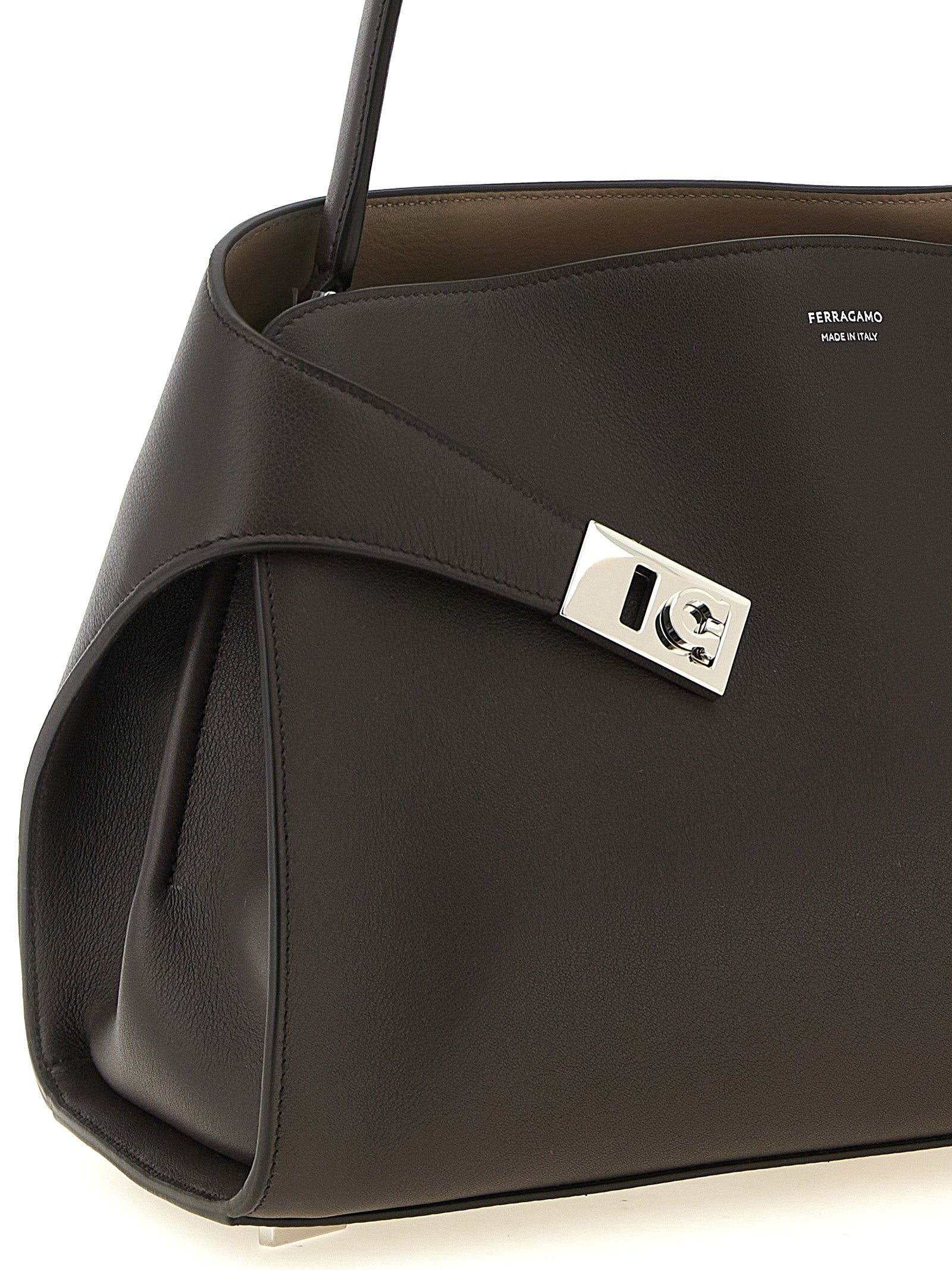 Ferragamo Dark Brown Calfskin Shoulder Bag