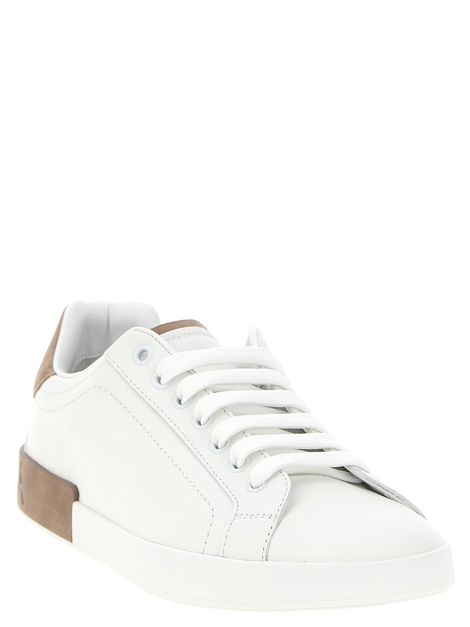 Dolce & Gabbana Beige Calfskin Low Top Sneakers