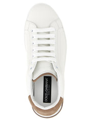 Dolce & Gabbana Beige Calfskin Low Top Sneakers