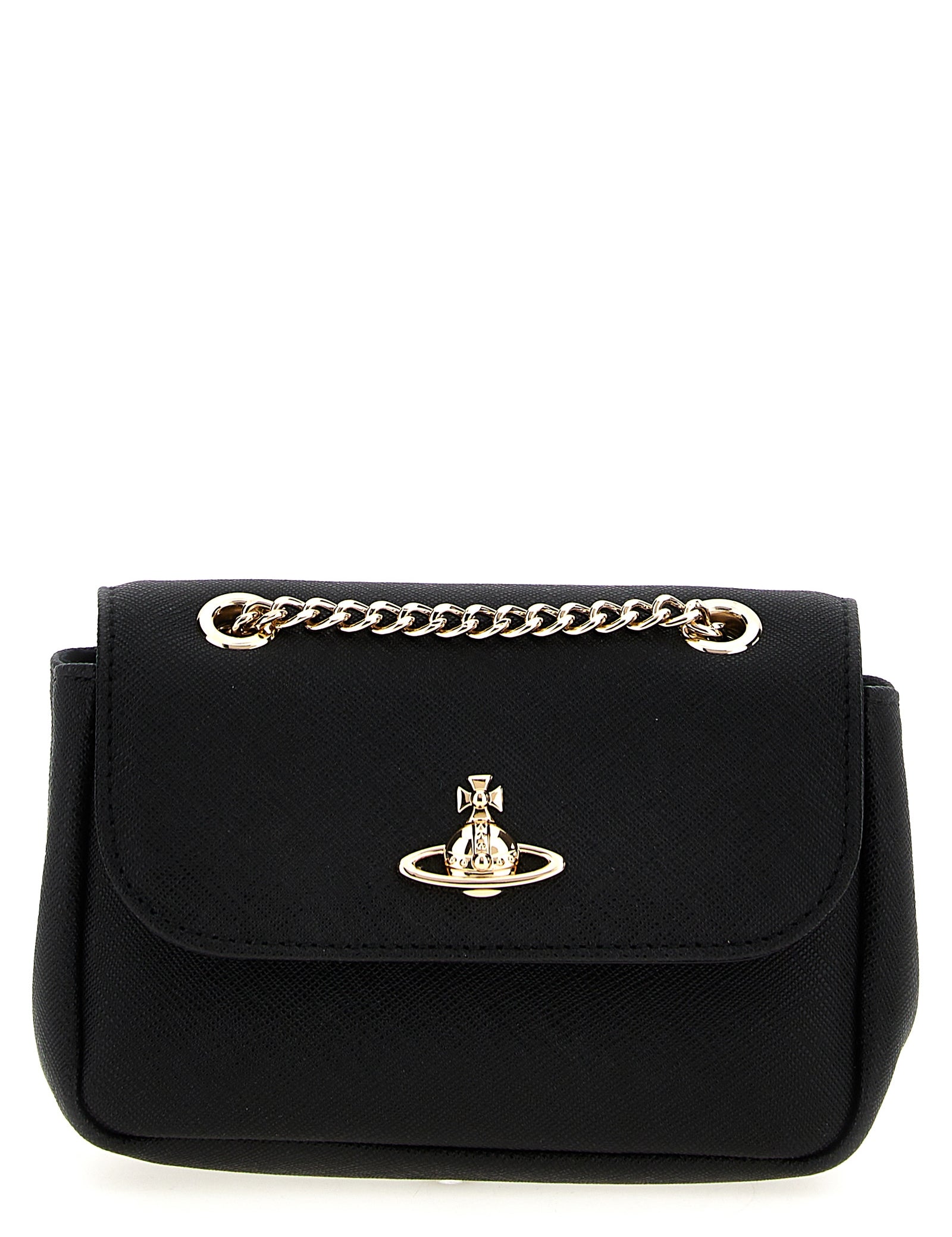 Vivienne Westwood Black Saffiano Leather Shoulder Bag