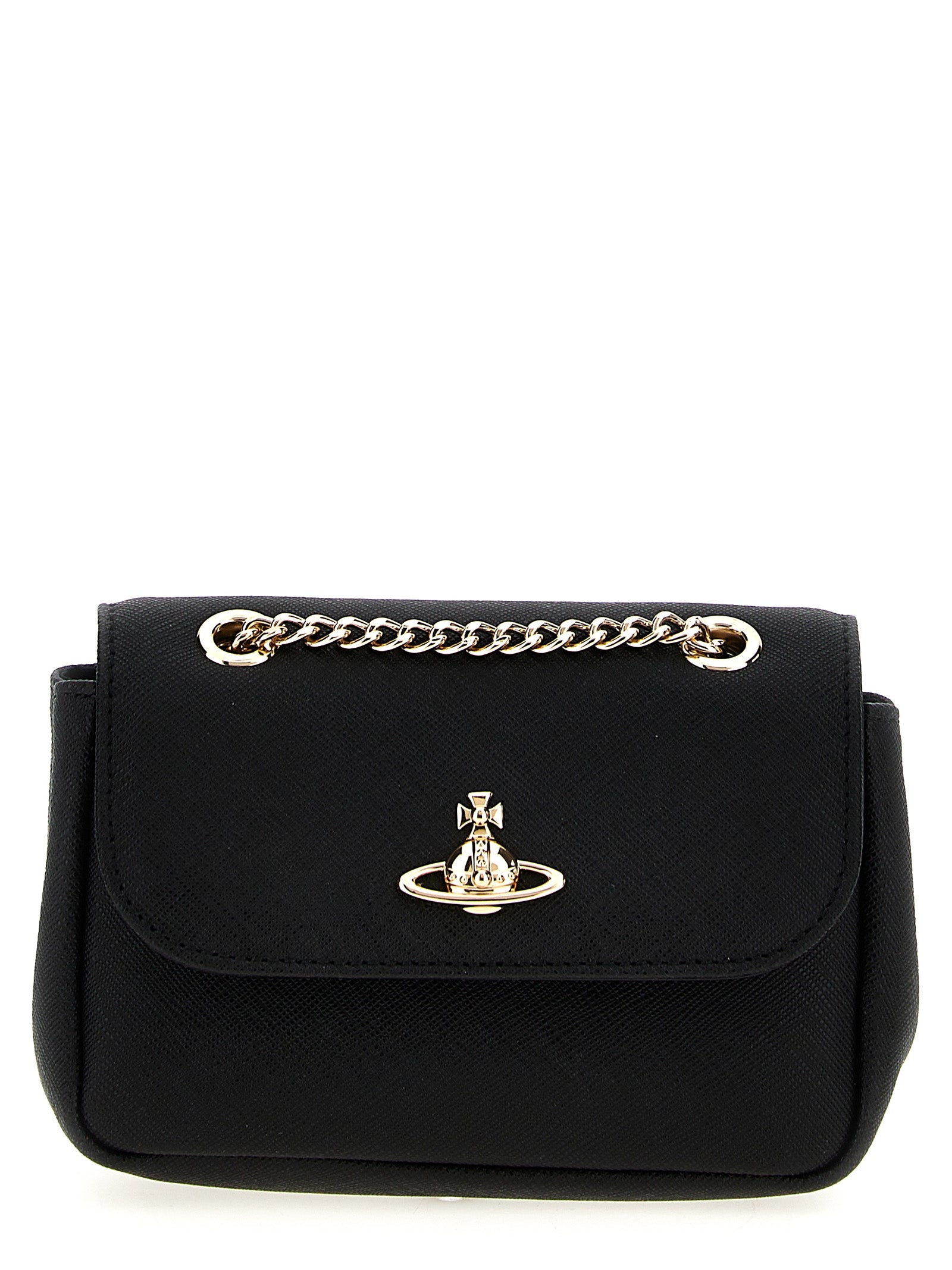 Vivienne Westwood Black Saffiano Leather Shoulder Bag