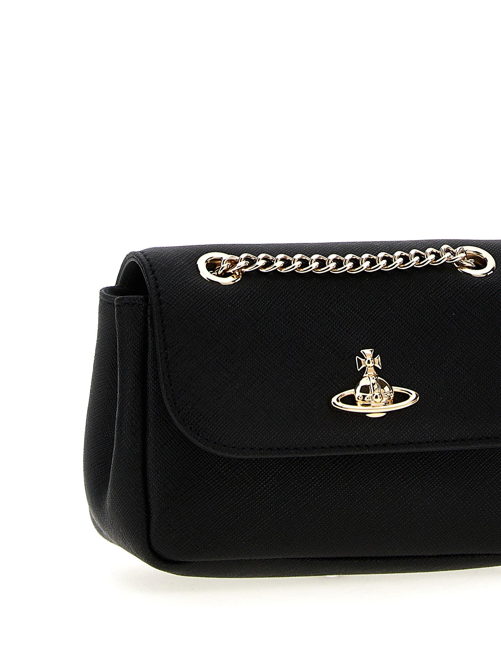 Vivienne Westwood Black Saffiano Leather Shoulder Bag