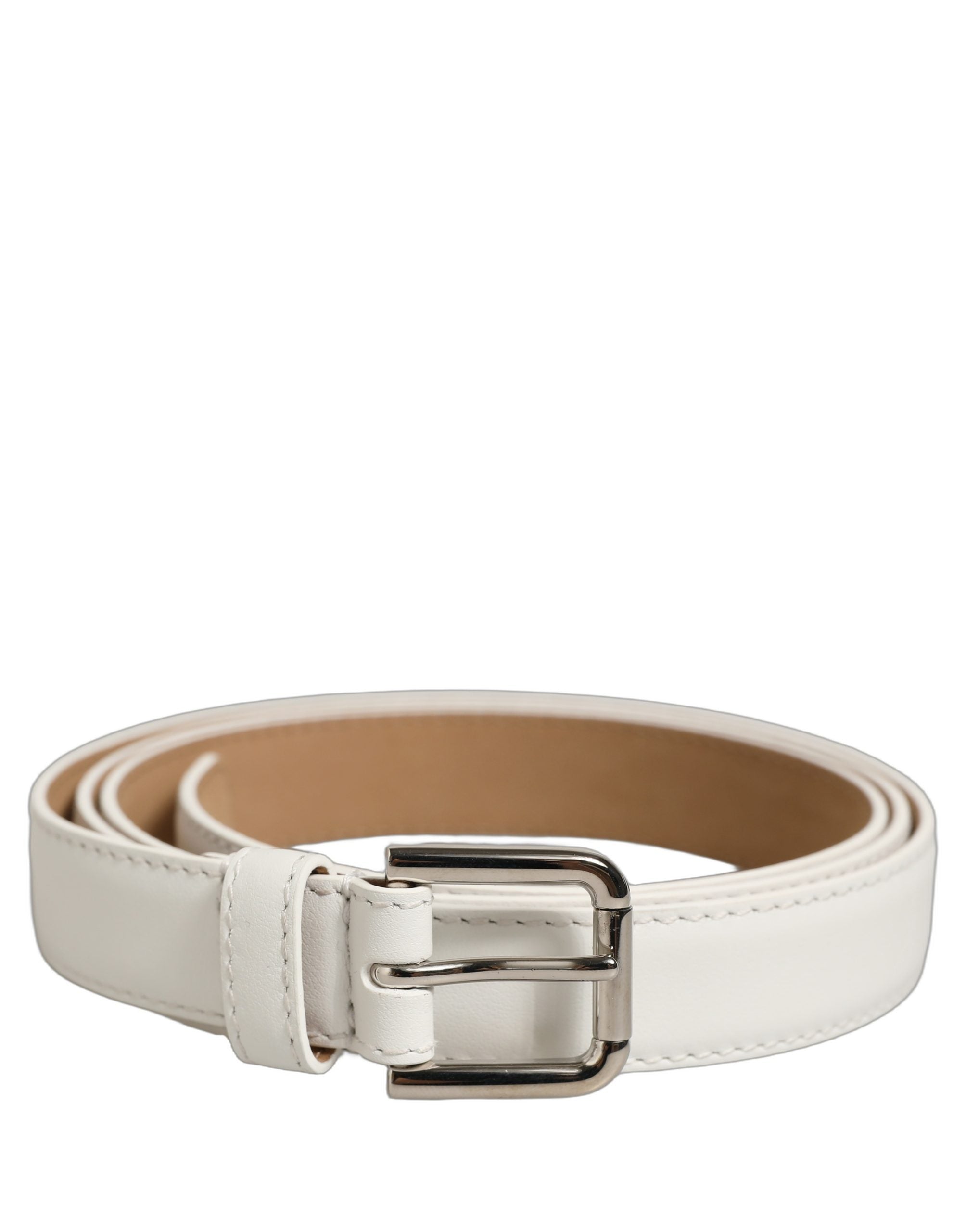 Dolce & Gabbana White Leather Belt