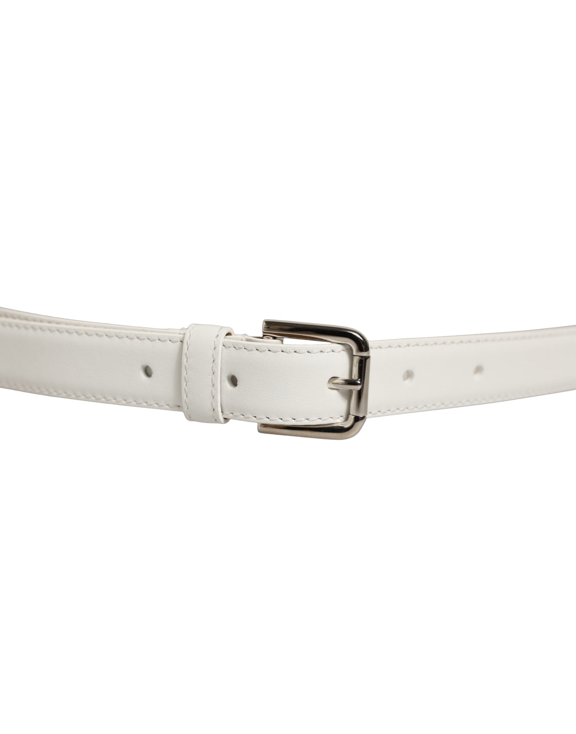 Dolce & Gabbana White Leather Belt