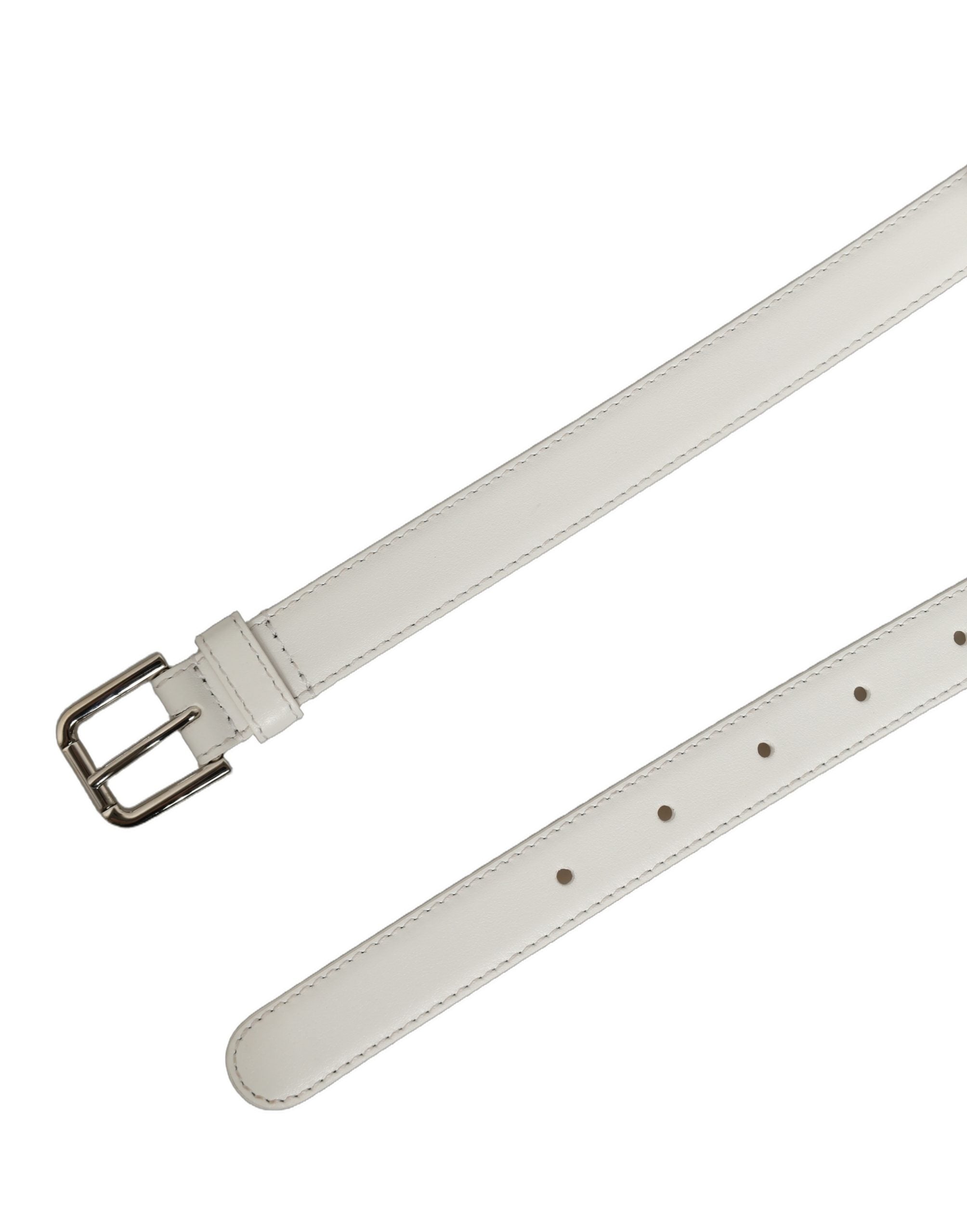 Dolce & Gabbana White Leather Belt