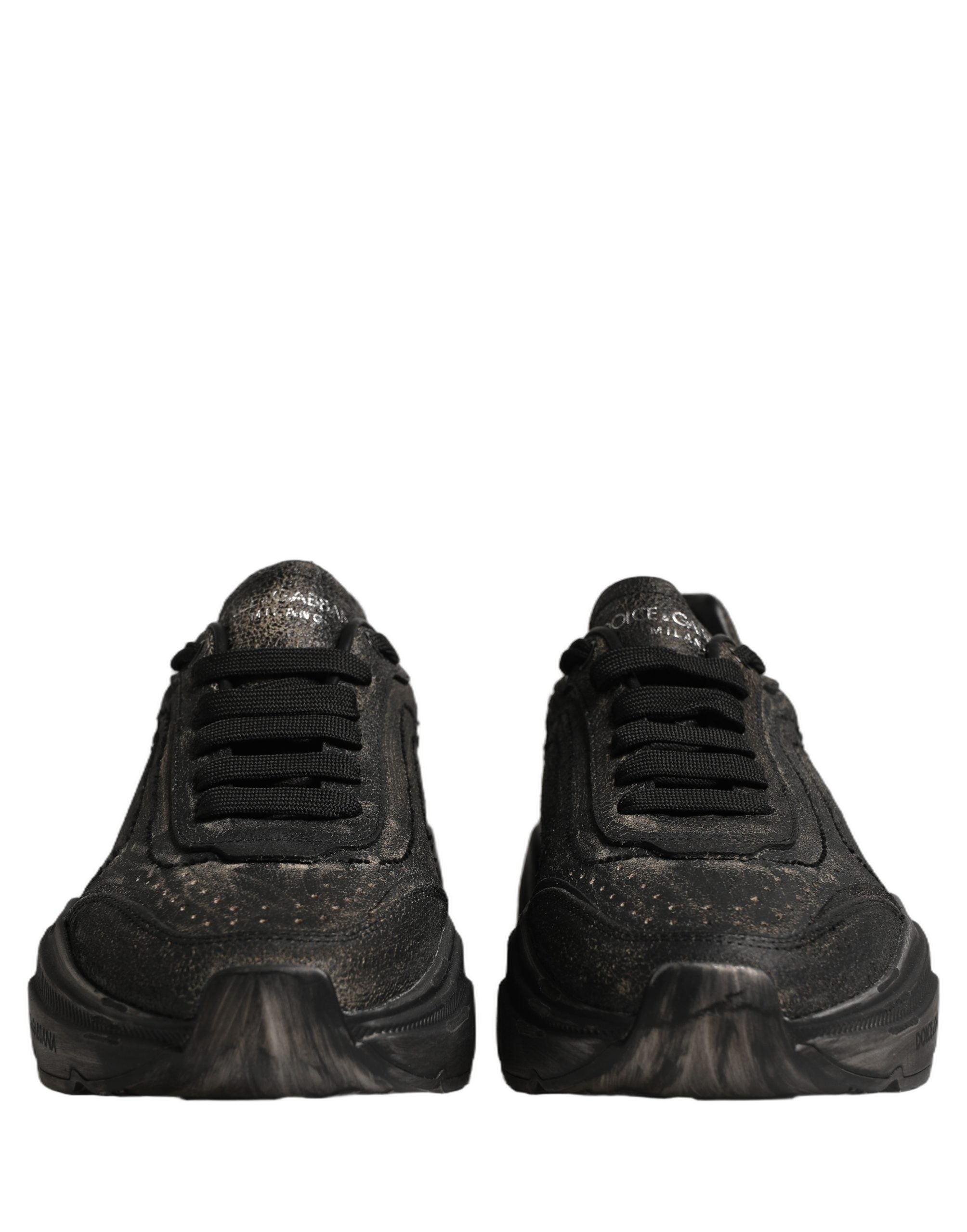 Dolce & Gabbana Black Calf Leather Low Top Sneakers