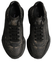 Dolce & Gabbana Black Calf Leather Low Top Sneakers