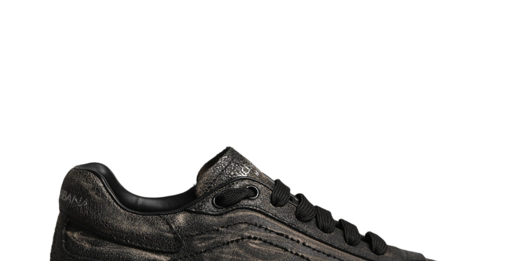 Dolce & Gabbana Black Calf Leather Low Top Sneakers