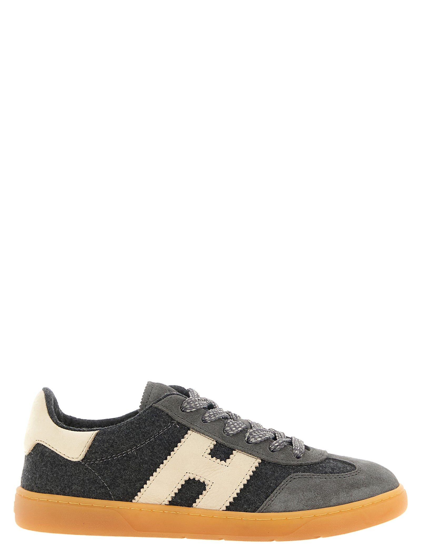 Hogan Gray Wool Calf Leather Sneakers