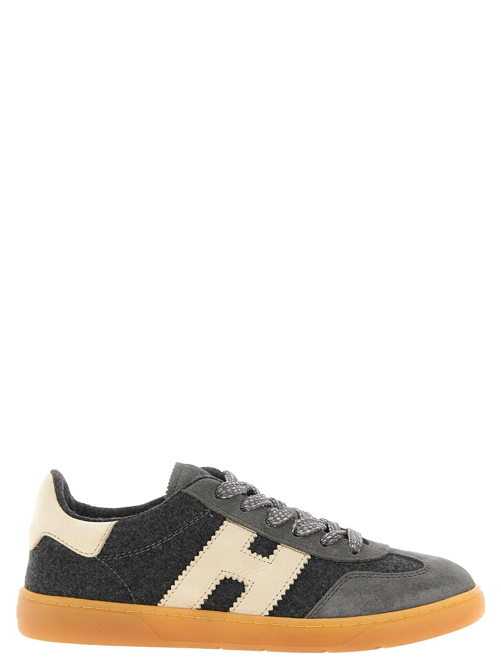 Hogan Gray Wool Calf Leather Sneakers