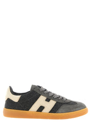 Hogan Gray Wool Calf Leather Sneakers