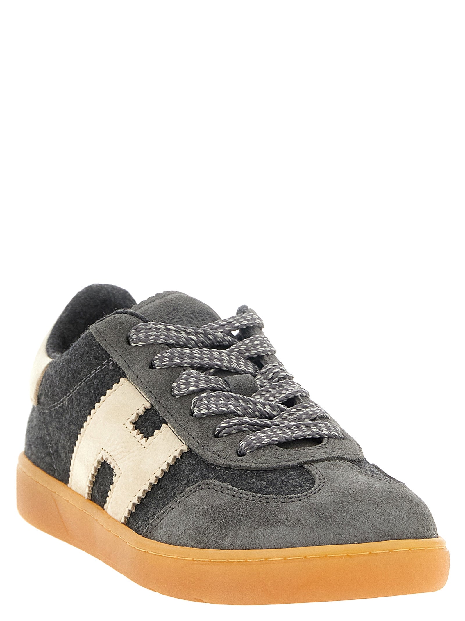 Hogan Gray Wool Calf Leather Sneakers