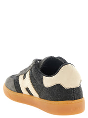 Hogan Gray Wool Calf Leather Sneakers